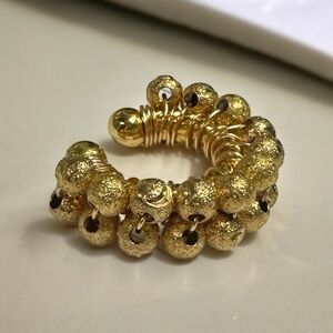 NWT Handmade chunky gold beaded ear cuff non pierced textured metallic beads